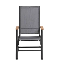 Kettler Gartensessel>Gartensessel Cirrus Multipositionssessel Armlehne Teak Anthrazit/Anthrazit-Grau