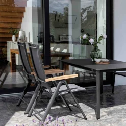 Kettler Gartensessel>Gartensessel Cirrus Multipositionssessel Armlehne Teak Anthrazit/Anthrazit-Grau