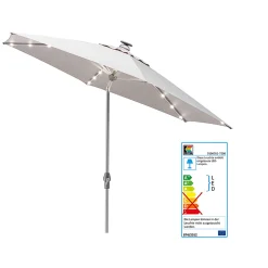 Kettler Sonnenschirme>Sonnenschirm Easy Allround LED Kurbelschirm Ø 300 cm Silber/Hellgrau Meliert
