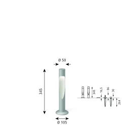 Louis Poulsen Außenleuchten>Pollerleuchte Flindt Garden Short Aluminiumfarben Struktur