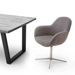 MCA Furniture Esszimmerstühle>Kreuzfußstuhl Melrose 2er-Set mit Armlehne Cappuccino/Edelstahl