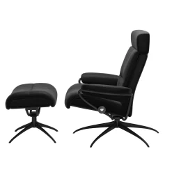 Stressless Sessel>Tokyo Star-Gestell verstellbare Kopfstütze M Leder Paloma Black Mattschwarz